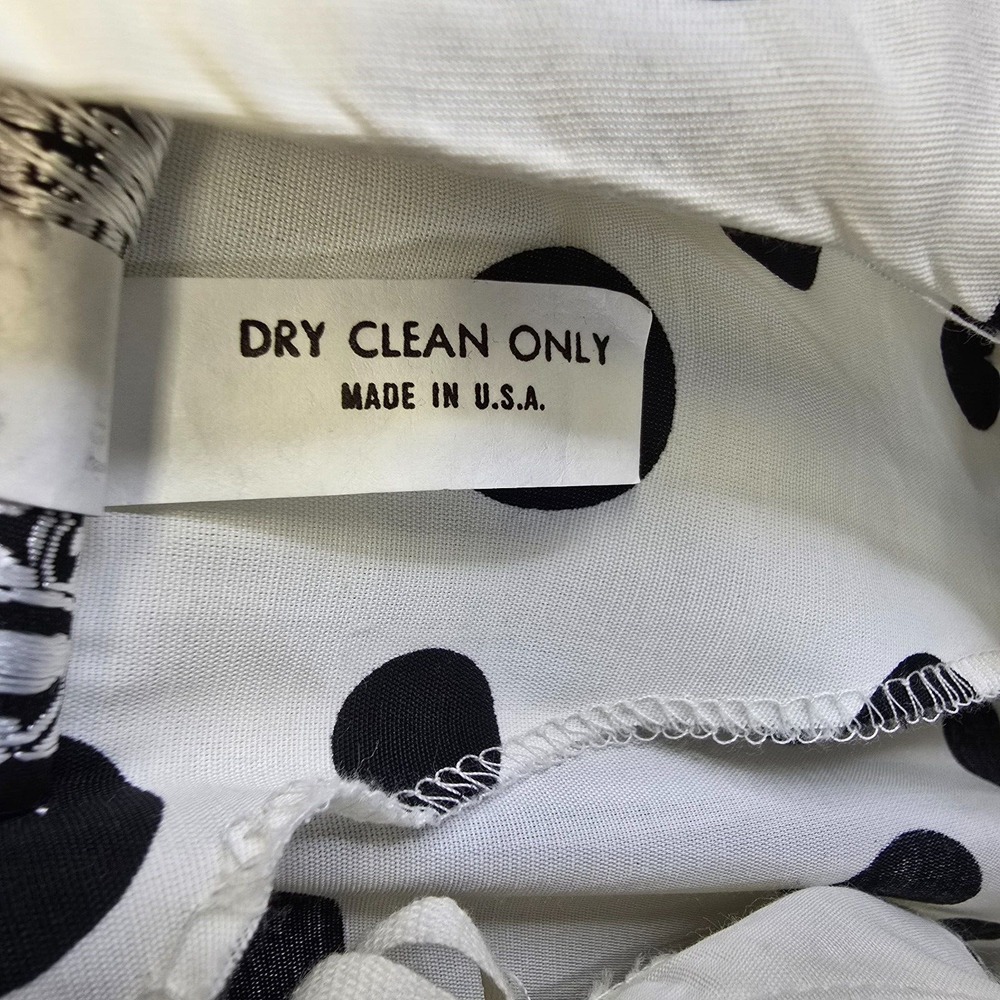 Vintage Dawn Joy Dress Womens 13 Fits M White Polka Dot 80s Retro Office Modest - Picture 10 of 16